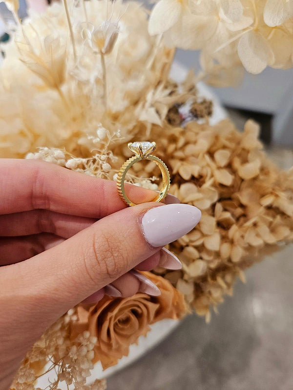 2.04ct Oval Cut Lab Grown Faith Design Yellow Gold - Michael Arthur Diamonds