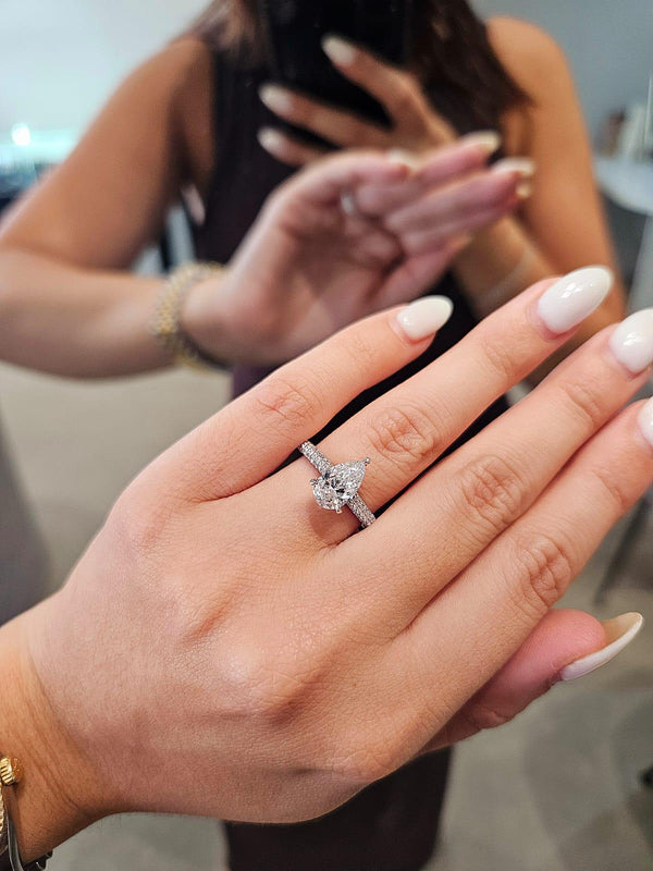 1.51ct Pear Cut Lab Grown Clara Design White Gold - Michael Arthur Diamonds