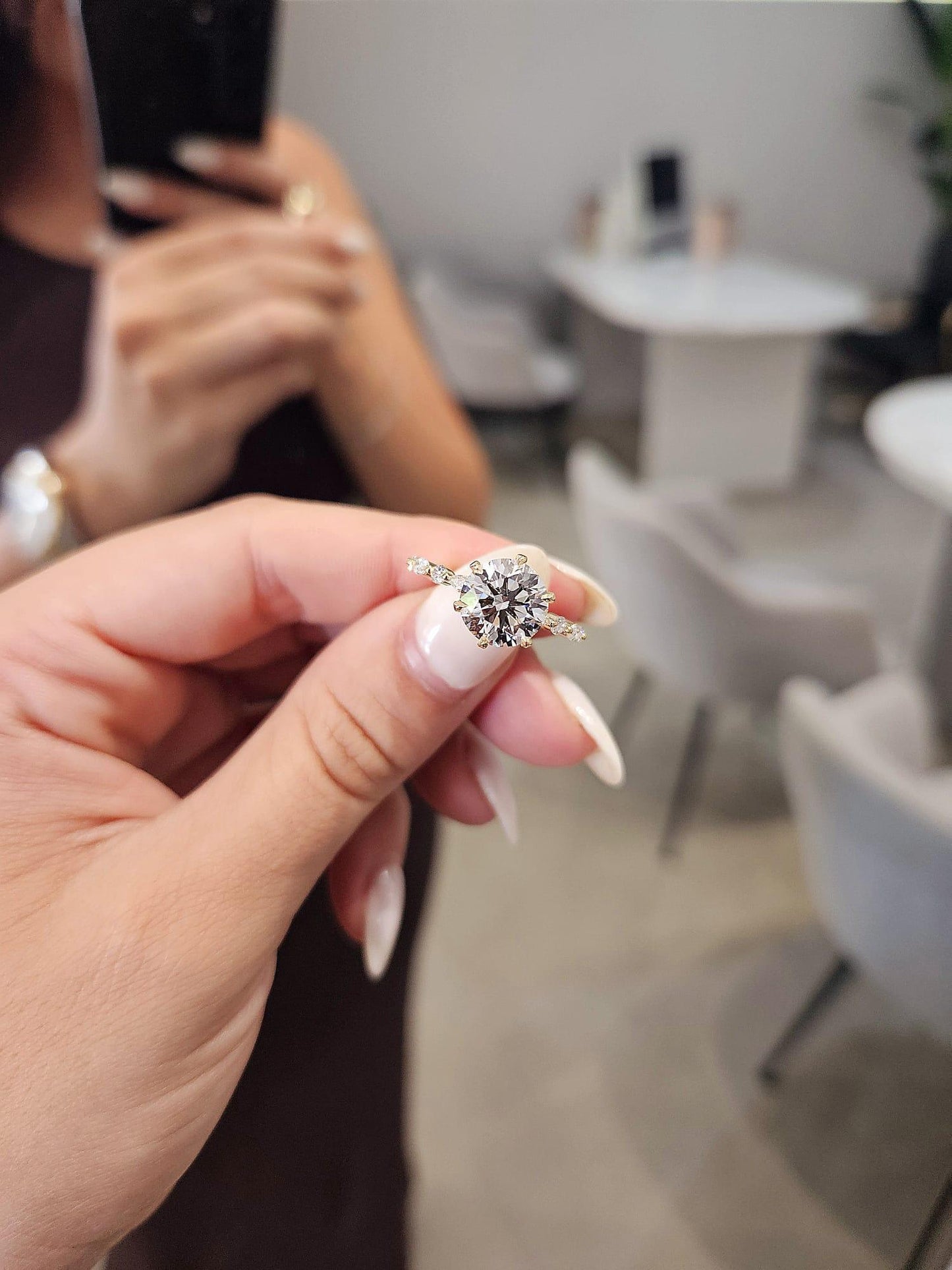 2.50ct Round Cut Lab Grown Ivy Design Yellow Gold - Michael Arthur Diamonds