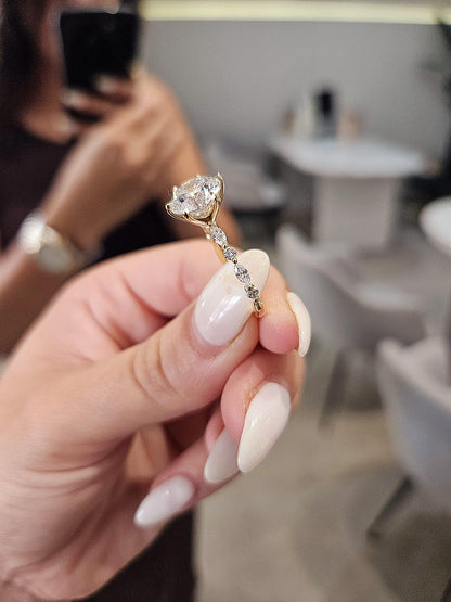 2.50ct Round Cut Lab Grown Ivy Design Yellow Gold - Michael Arthur Diamonds