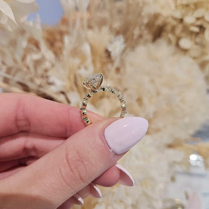 3.03ct Cushion Cut Lab Grown Electra Design Yellow Gold