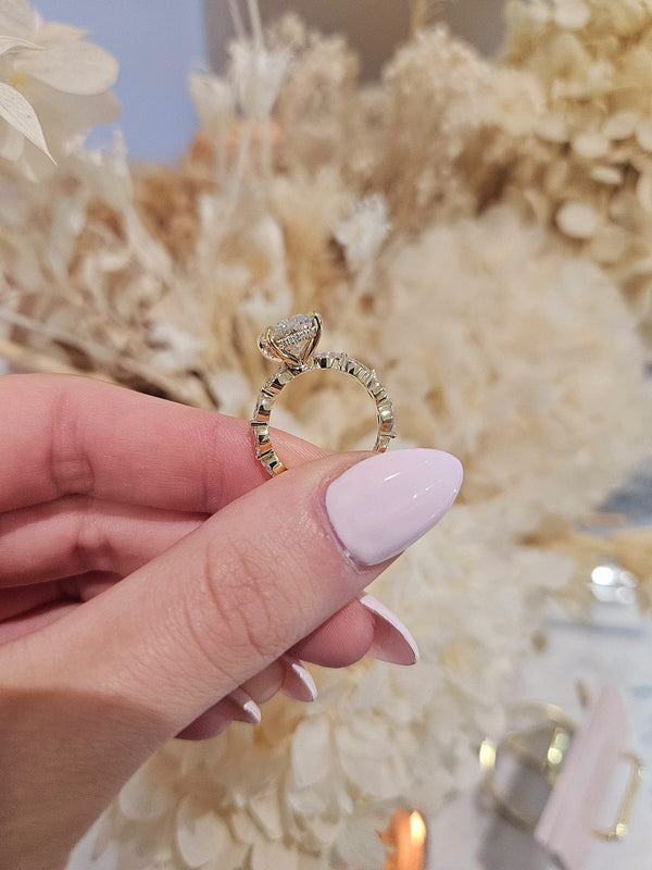 3.03ct Cushion Cut Lab Grown Electra Design Yellow Gold