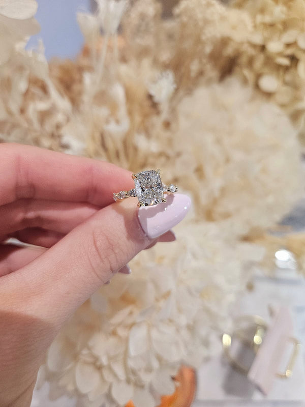 3.03ct Cushion Cut Lab Grown Electra Design Yellow Gold