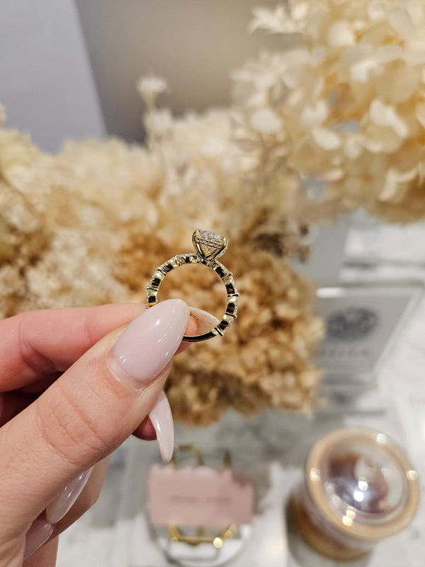 3.02ct Oval Cut Lab Grown Electra Design Yellow Gold