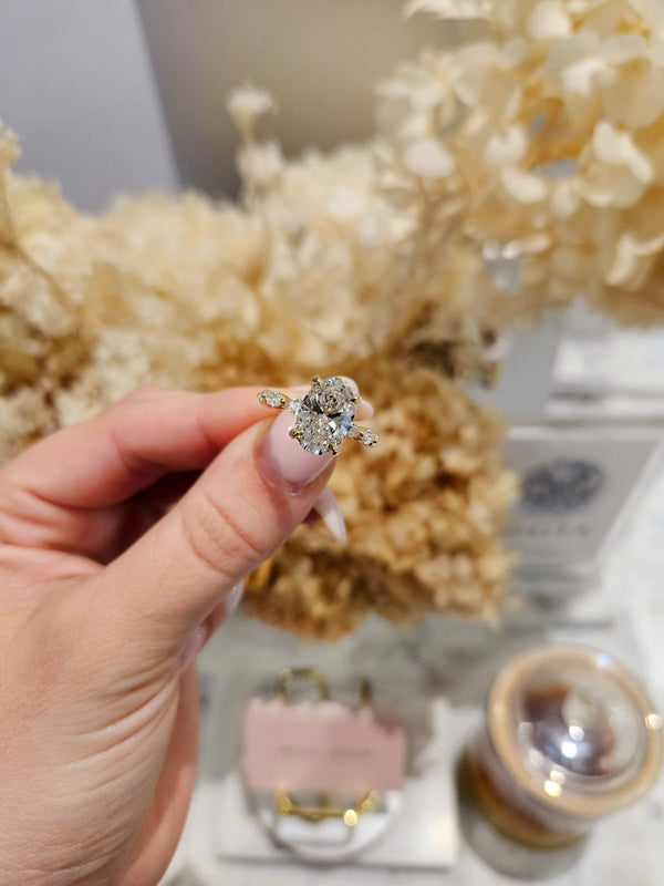 3.02ct Oval Cut Lab Grown Electra Design Yellow Gold