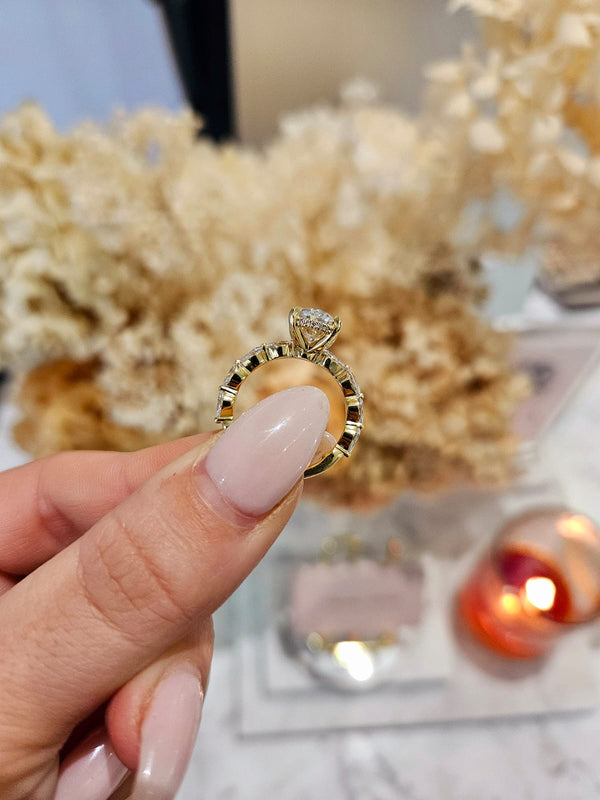 2.57ct Oval Cut Lab Grown Maddie Design Yellow Gold