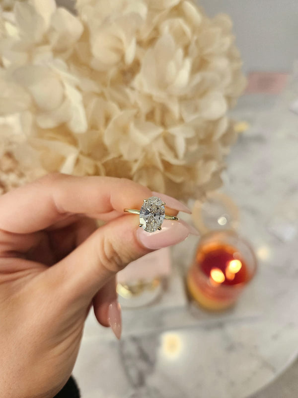 3.09ct Oval Cut Lab Grown Audrey Design Yellow Gold