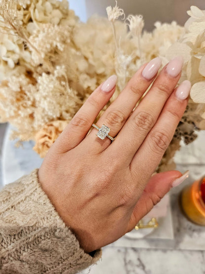 1.52ct Radiant Cut Lab Grown Bassano Design Yellow Gold