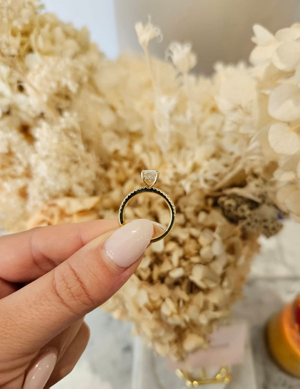 1.52ct Radiant Cut Lab Grown Bassano Design Yellow Gold