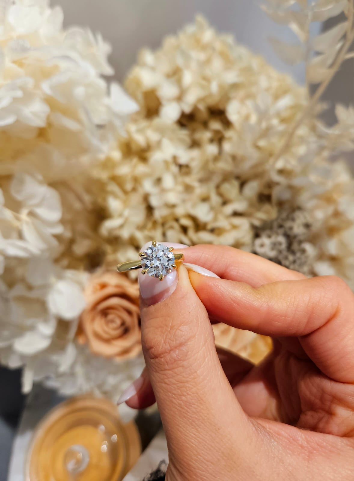 2.57ct Round Cut Lab Grown Henri Design Yellow Gold