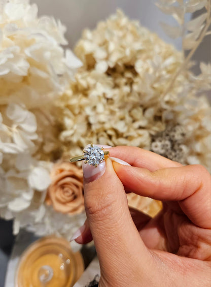 2.57ct Round Cut Lab Grown Henri Design Yellow Gold