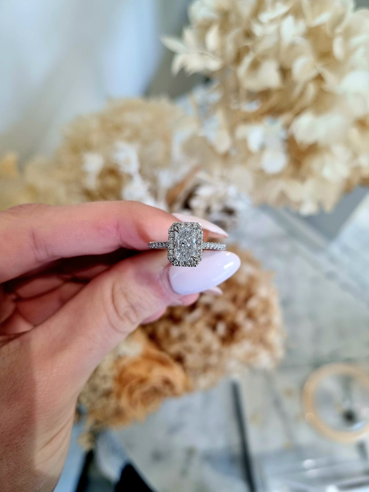 1.20ct Radiant Cut Natural Diamond Custom Elle Design Platinum