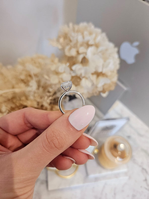 3.09ct Asscher Cut Lab Grown Audrey Design Platinum