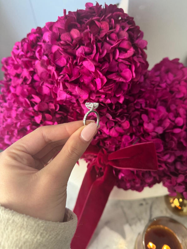 3.51ct Cushion Cut Lab Grown Custom Bassano Design Platinum