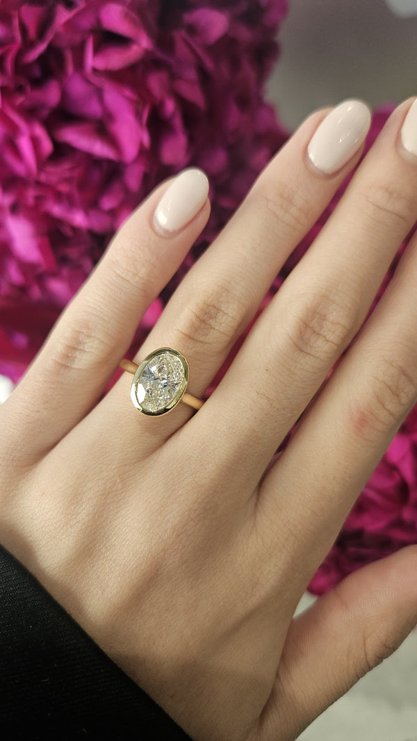 2.21ct Oval Cut Lab Grown Custom ESTELLE Design Yellow Gold