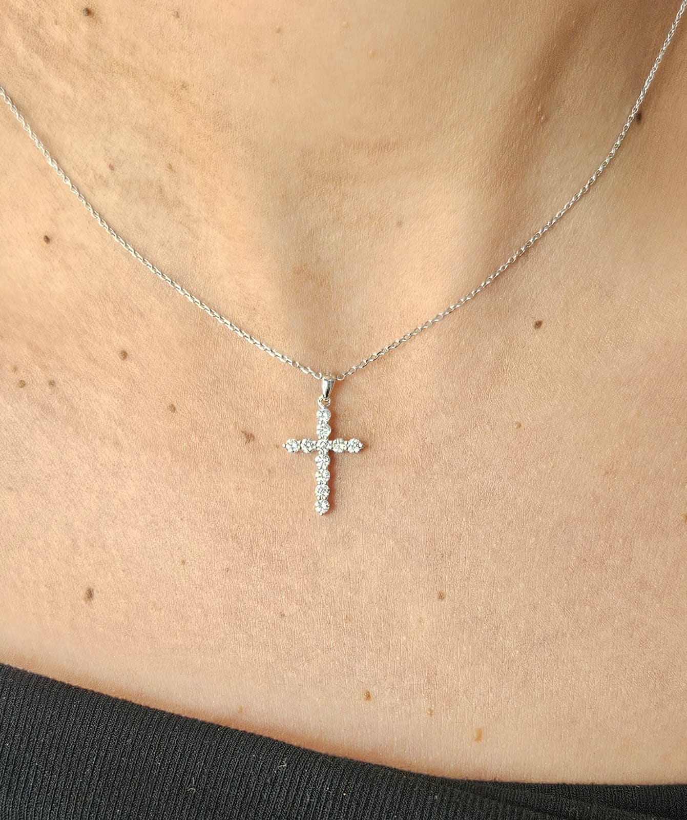 Small White Gold Diamond Cross