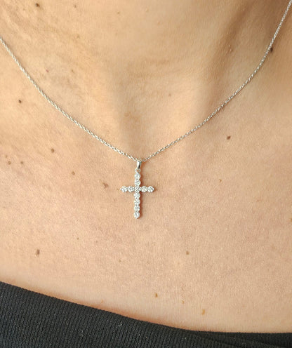 Small White Gold Diamond Cross