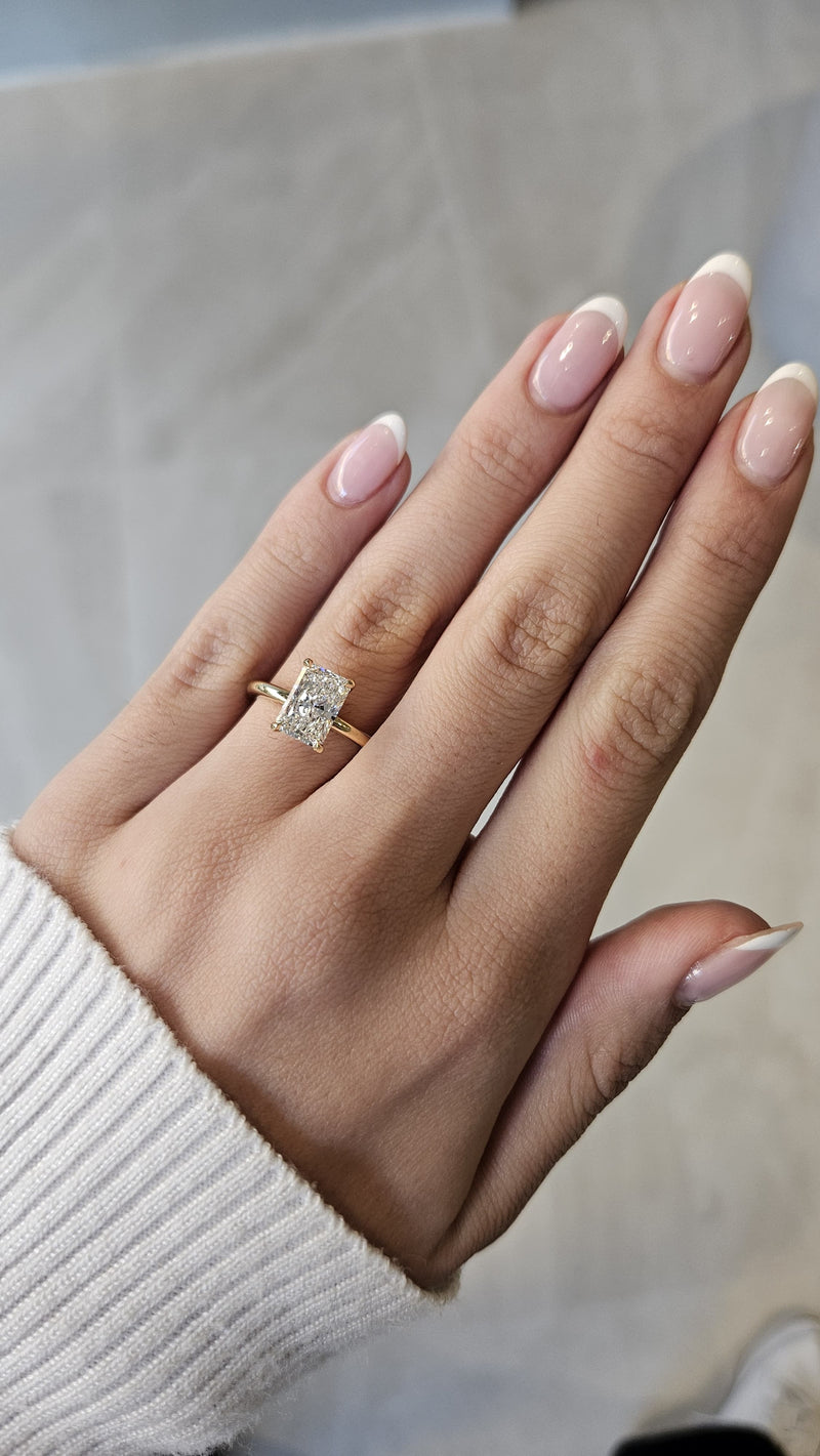 2.07ct Radiant Cut Lab Grown Audrey Design Yellow Gold