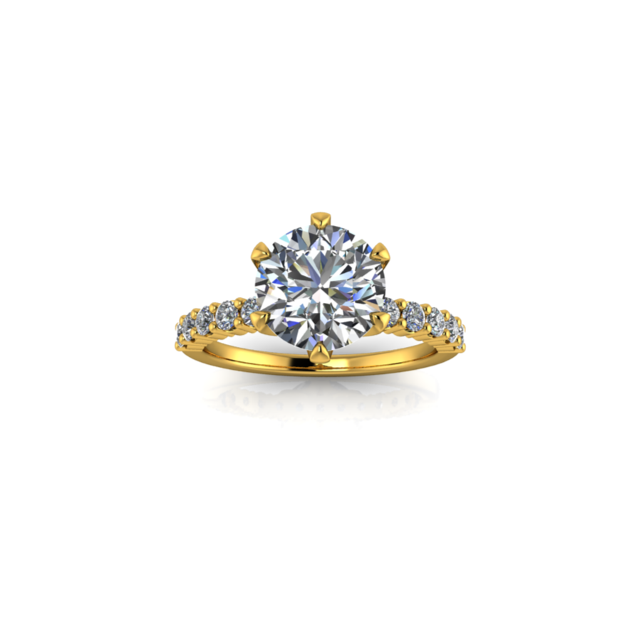 2.20ct Round Cut Lab Grown Custom Veneto Design Yellow Gold