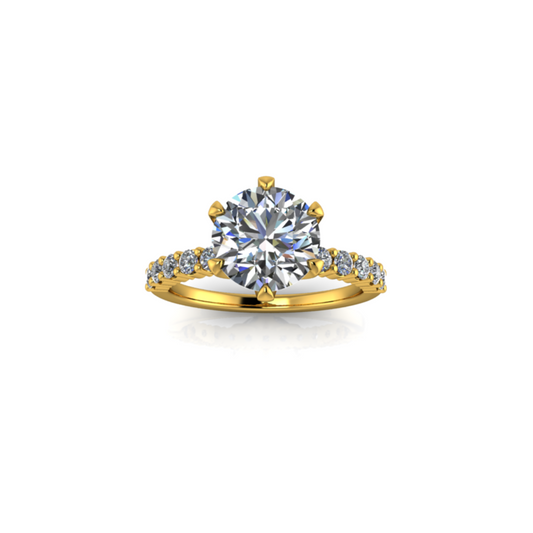 2.20ct Round Cut Lab Grown Custom Veneto Design Yellow Gold