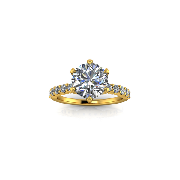 2.20ct Round Cut Lab Grown Custom Veneto Design Yellow Gold