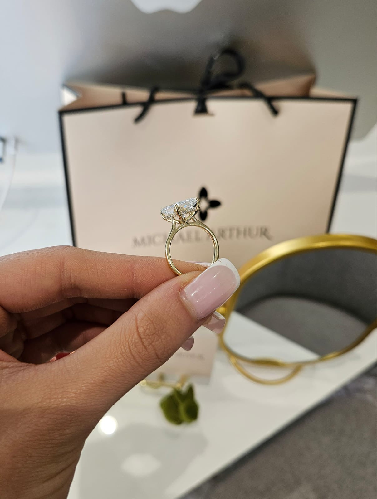 6.03ct Radiant Cut Lab Grown Bella Design Yellow Gold