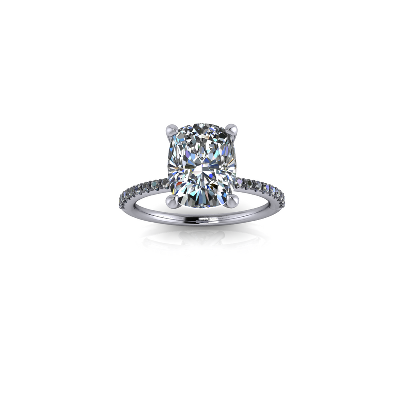 3.51ct Cushion Cut Lab Grown Custom Bassano Design Platinum