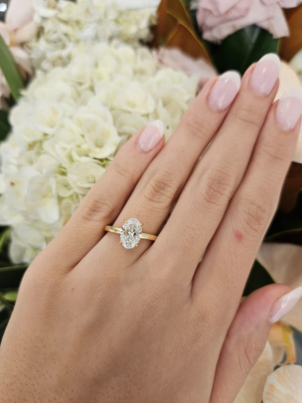 1.58ct Oval Cut Lab Grown Audrey Design Yellow Gold