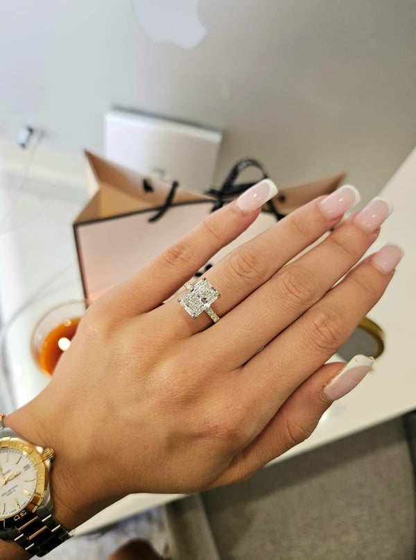 5.02ct Radiant Cut Lab Grown Bassano Design Two-tone