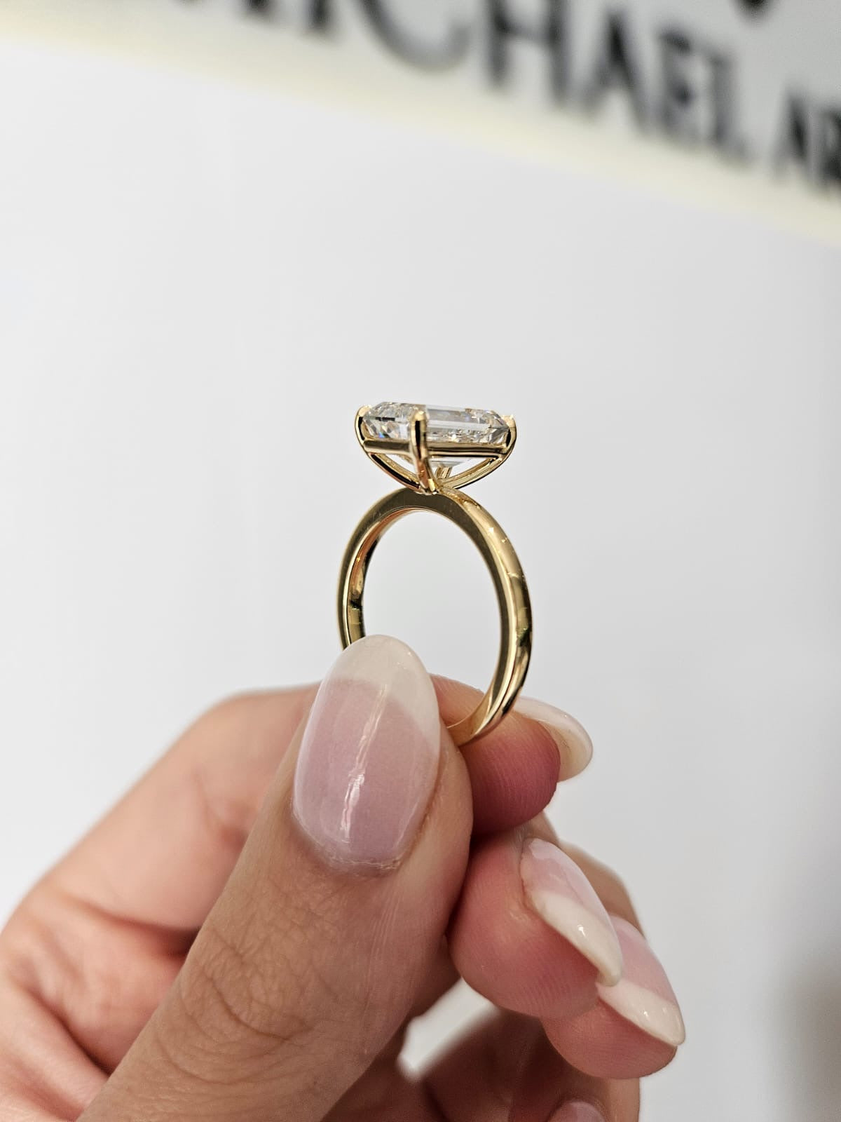 3.52ct Emerald Cut Lab Grown Natalia Design Yellow Gold