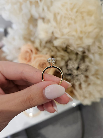 1.57ct Round Cut Lab Grown Audrey Design Yellow Gold