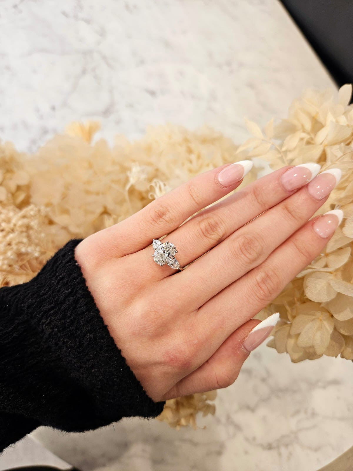 2.59ct Oval Cut Lab Grown Custom Rosetta Design Platinum