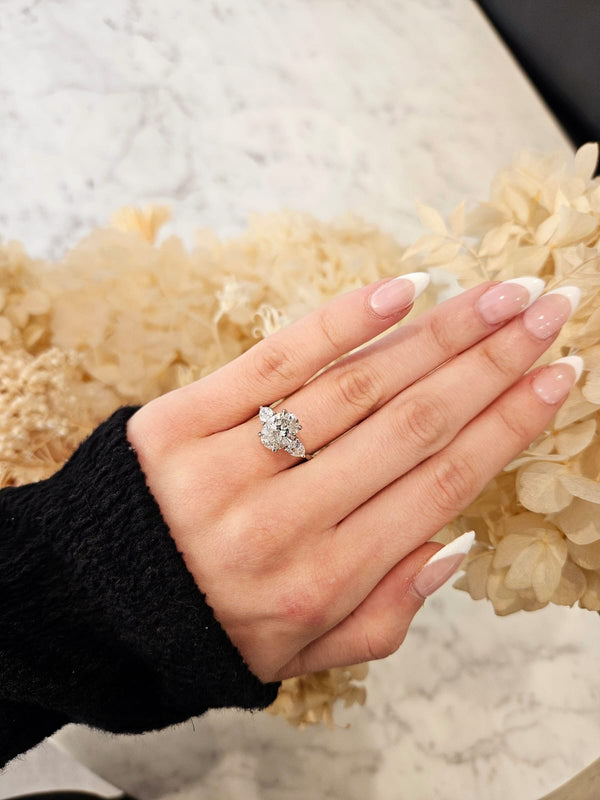 2.59ct Oval Cut Lab Grown Custom Rosetta Design Platinum