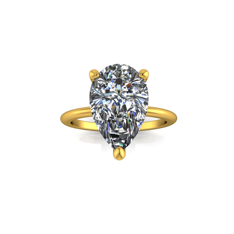 2.59ct Pear Cut Lab Grown Audrey Design Yellow Gold