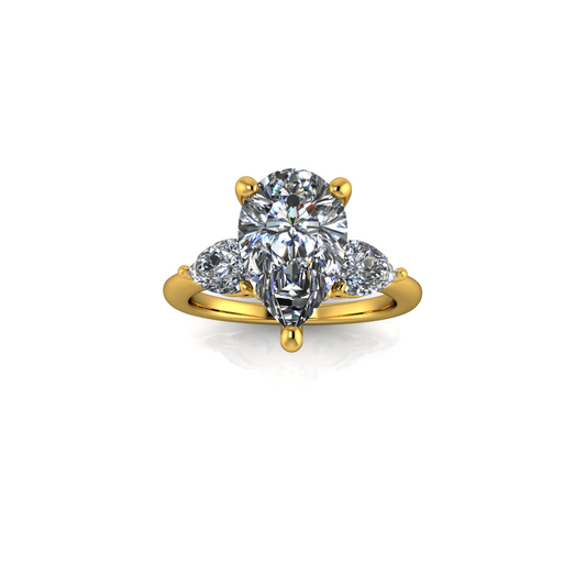 2.61ct Pear Cut Lab Grown Custom Rosetta Design Yellow Gold