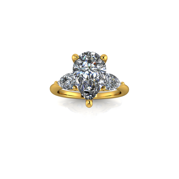 2.61ct Pear Cut Lab Grown Custom Rosetta Design Yellow Gold