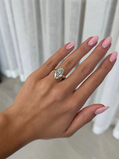 4.08ct Marquise Cut Lab Grown Amelia Design Yellow Gold