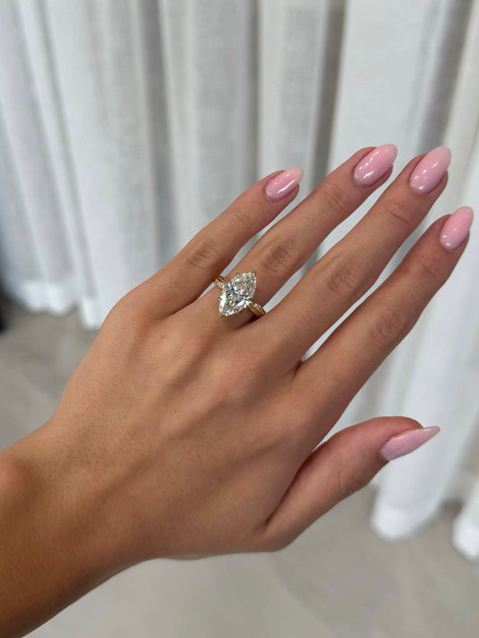 4.08ct Marquise Cut Lab Grown Amelia Design Yellow Gold