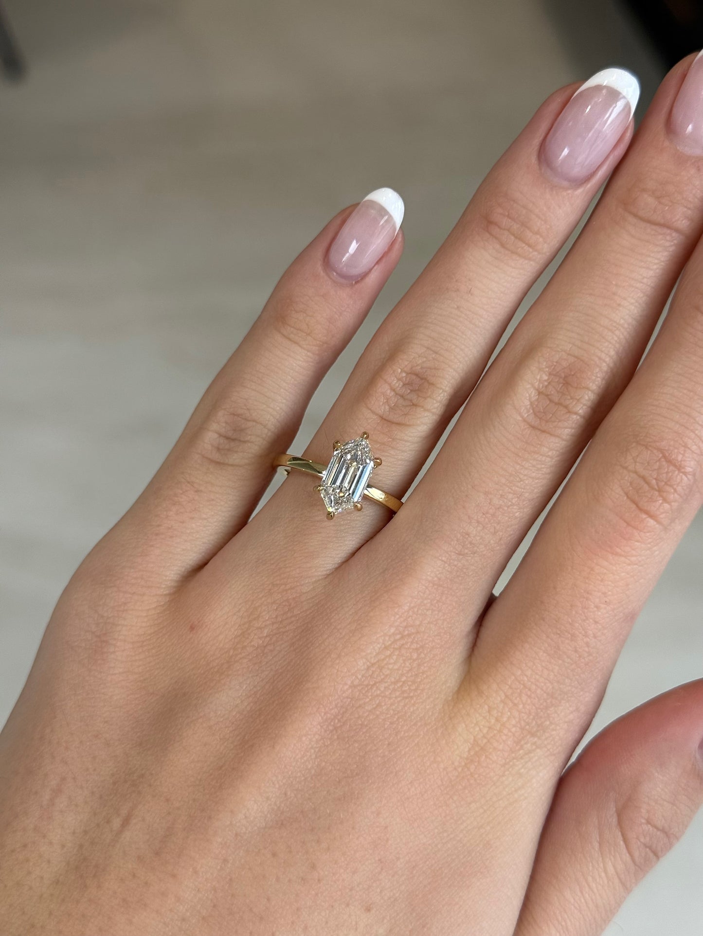 2.01ct Hexagonal Cut Lab Grown Natalia Design Yellow Gold