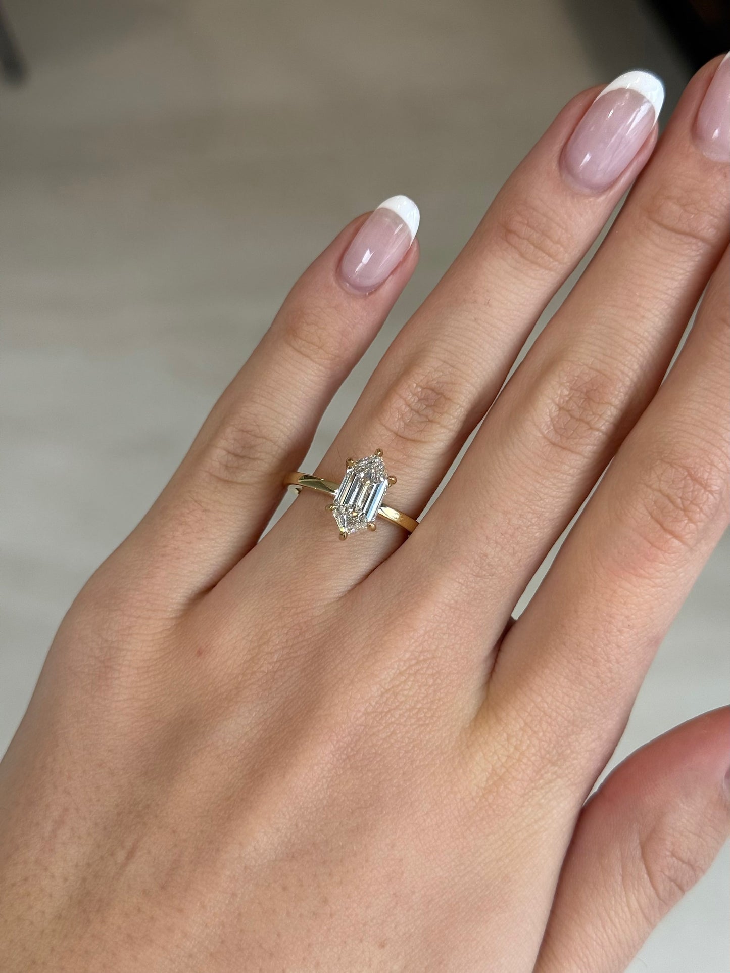 2.01ct Hexagonal Cut Lab Grown Natalia Design Yellow Gold