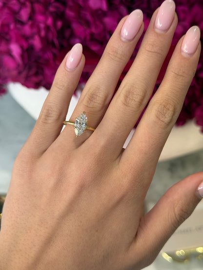 1.70 Marquise Cut Natural Grown Henri Design Yellow Gold