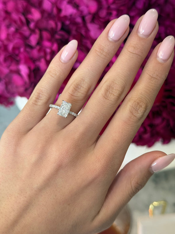 1.72ct Radiant Cut Lab Grown Bassano Design White Gold