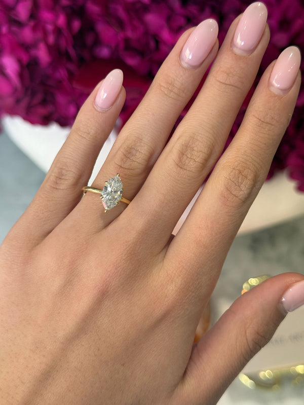 1.70 Marquise Cut Lab Grown Henri Design Yellow Gold