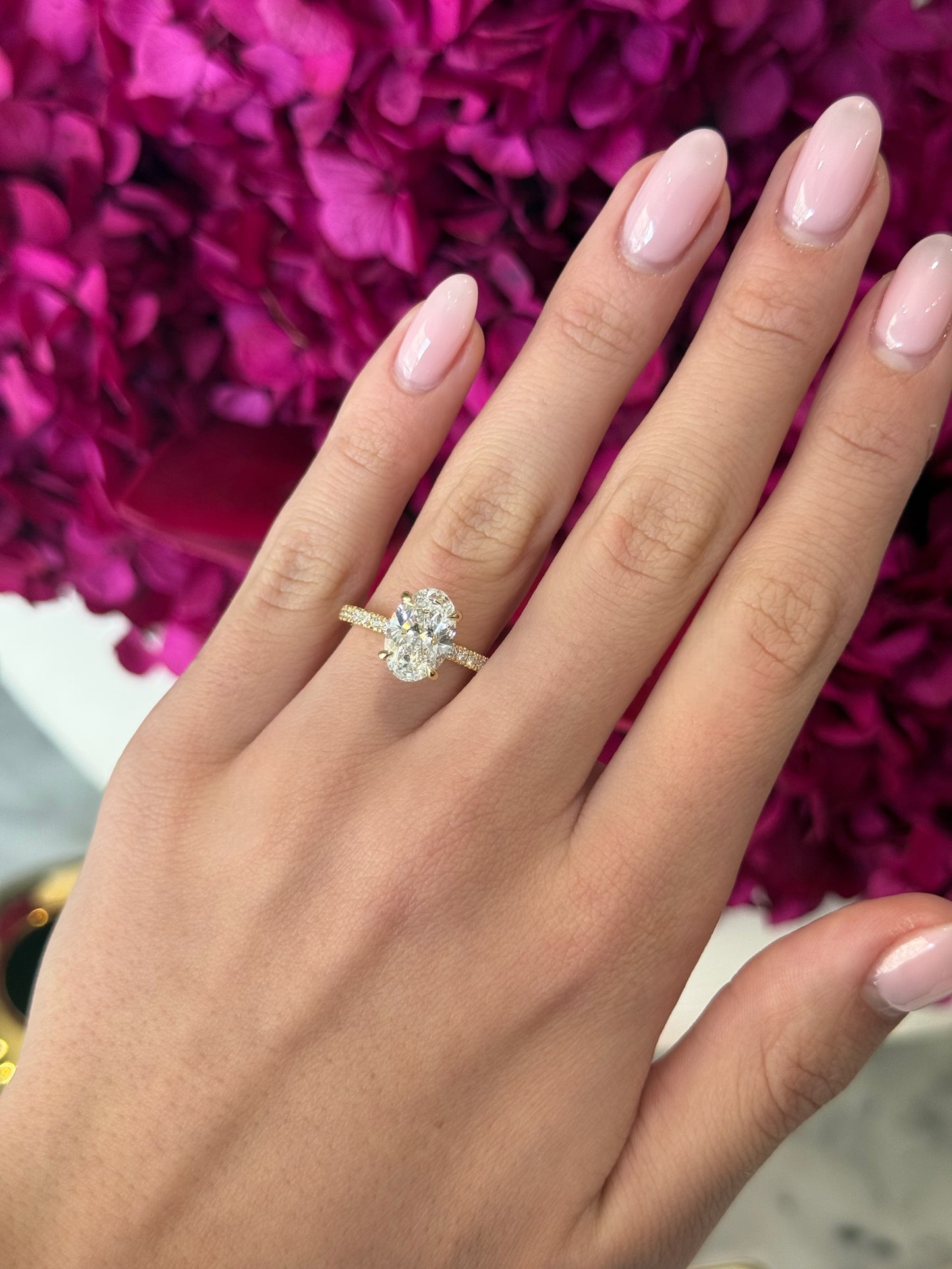 2.59ct Oval Cut Lab Grown Bassano Design Yellow Gold