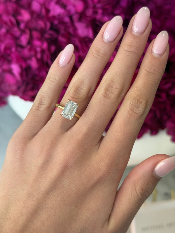 3.53ct Emerald Cut Lab Grown Audrey Design Yellow Gold