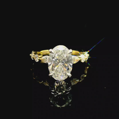 2.53ct Oval Cut Lab Grown Custom Ivy Design Two-tone