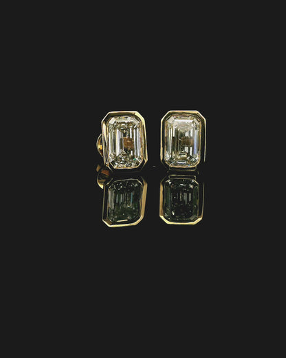 Bezel Set Emerald Cut Lab Grown Earrings