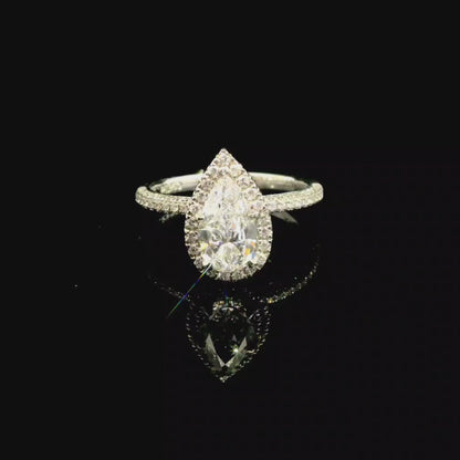 1.21ct Pear Cut Natural Grown Custom Gabrielle Design Platinum