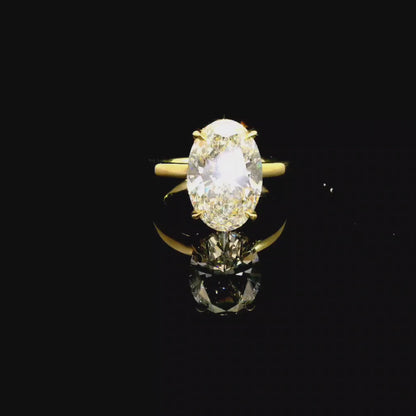 4.01ct Oval Cut Lab Grown Audrey Design Yellow Gold