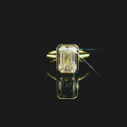 3.09ct Emerald Cut Lab Grown ESTELLE Design Yellow Gold